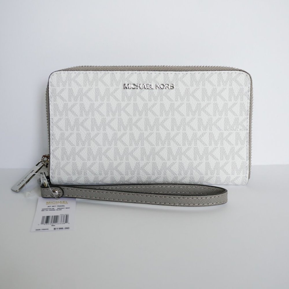 Michael Kors Phone Holder Wristlet MK White/Grey